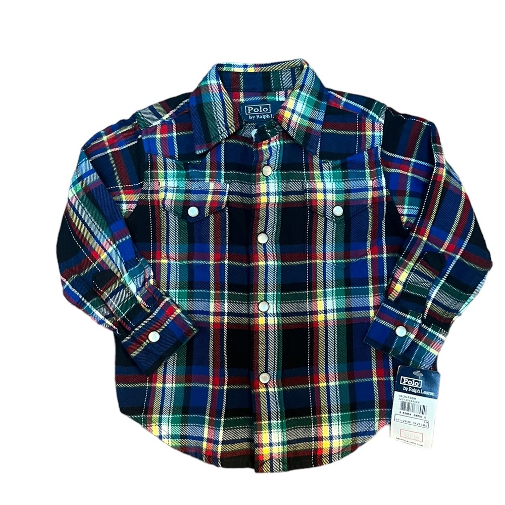 Polo by Ralph Lauren Plaid Flannel Snap Buttons
Size: 9 Mos. NWT